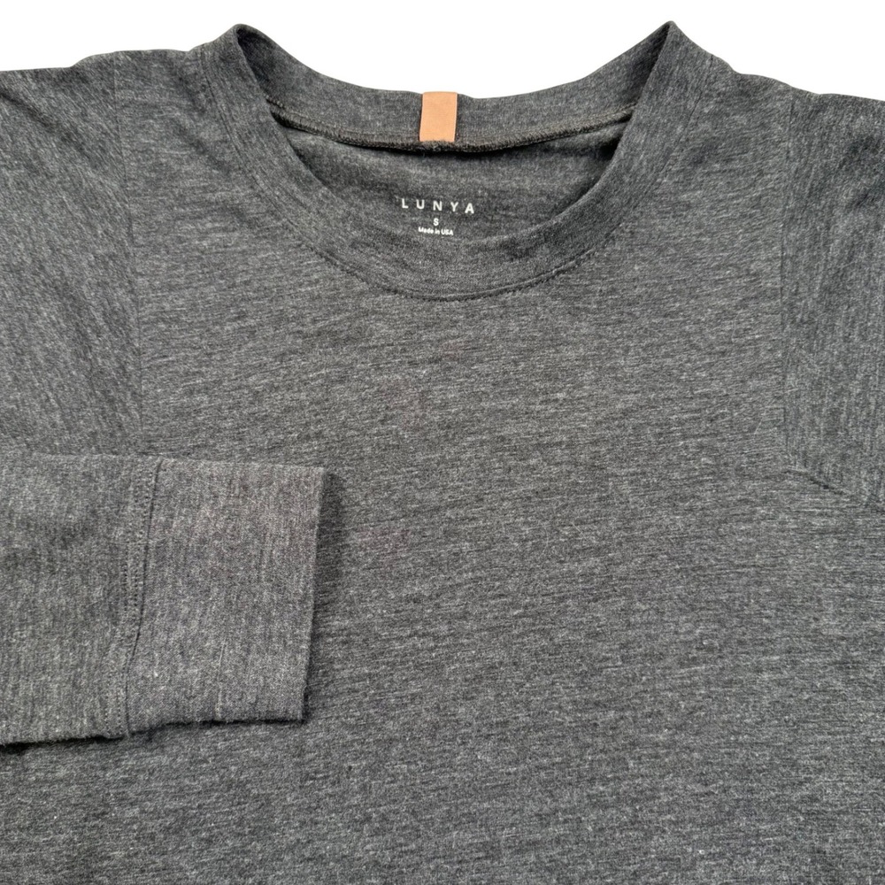 Lunya Restore Base Shirt Womens Small Charcoal Gray Supima Cotton Loungewear Tee